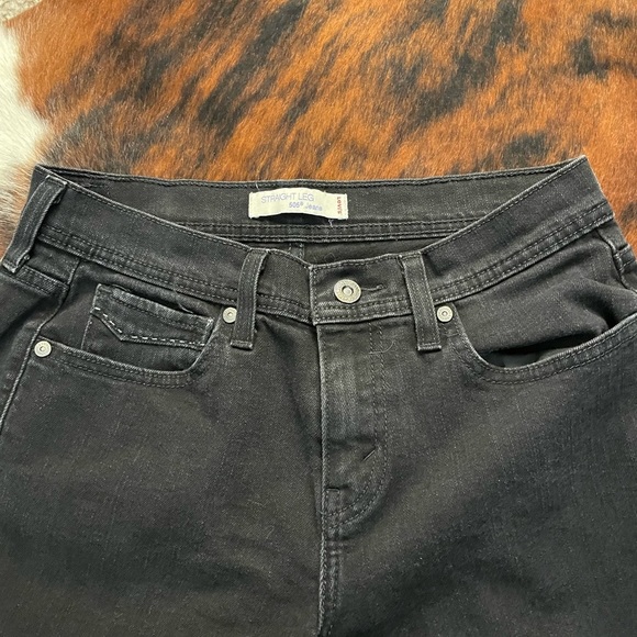 Levi’s 505 Straight Black Label Black Denim Mid Waist Jean - Picture 3 of 12